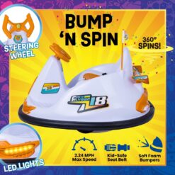 FunPark 12V Bumper Car for Kids, Electric Ride On Toys with Steering Wheel, 360 Degree Spin, Seat Belt, Rechargeable Battery, Kids Car, Supports up to 88 Pounds, Ages 6 and Up, for Boys or Girls