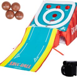 Flybar FunPark Giant Inflatable Skee‑Ball Game – 11 Ft. Long Arcade Toy with 4 Balls and Electric Air Pump for Backyard, Indoor or Outdoor Family Play; Active Game for Kids & Adults, Ages 6+