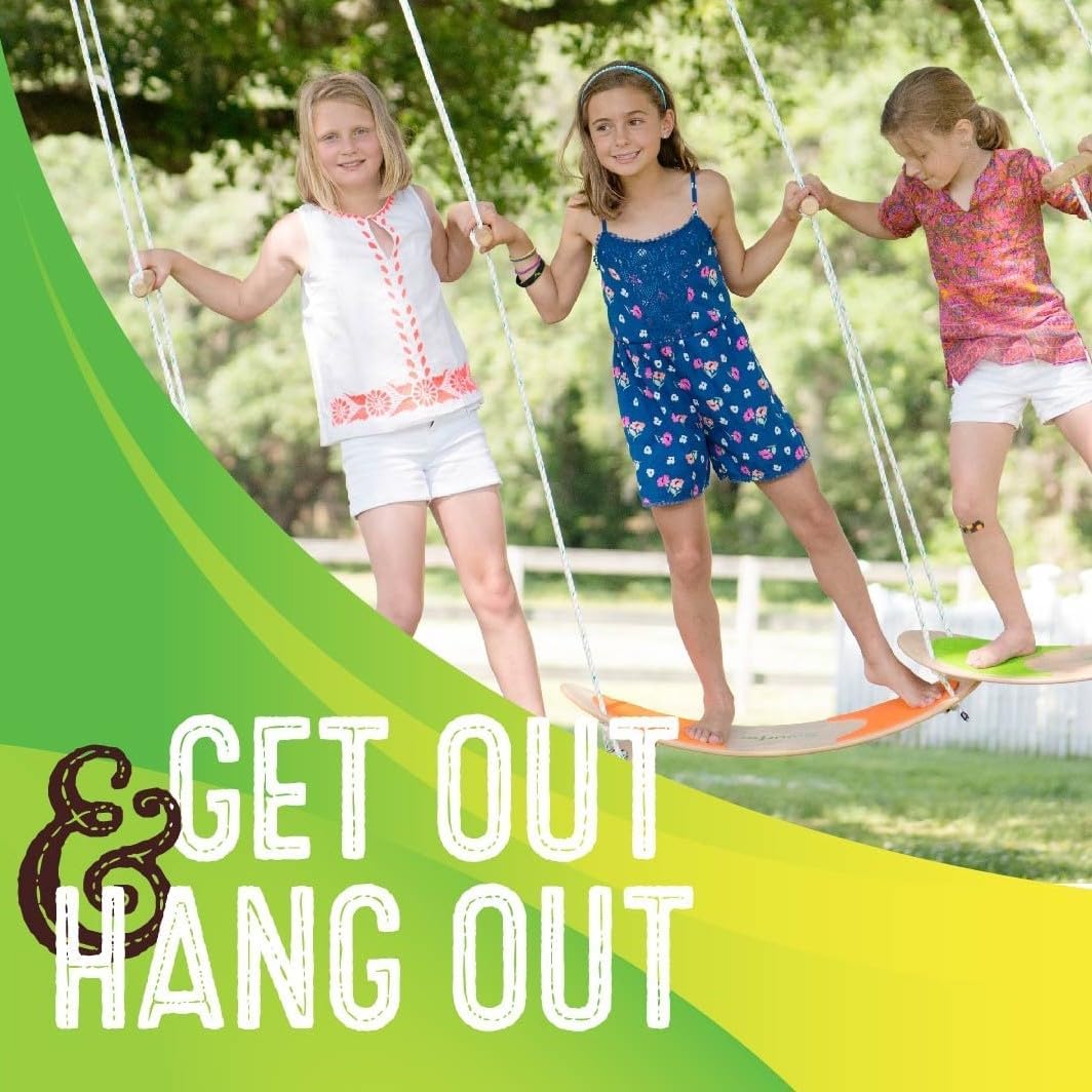 Swurfer Stand Up TreeSkate Outdoor Swing - Tree Swing for Kids with Adjustable Handles, Kids Outdoor Play Equipment, Durable, Weatherproof, Easy Installation, Holds Up to 200 lbs, Ages 6+ (Bamboo)