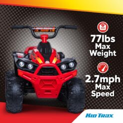 Kid Trax 12V ATV Ride On - Electric ATV, 2 Speed, Ride On Toys, Led Headlights, Quad Four Wheelers, Forward and Reverse, Kids Car Ride On, Indoor/Outdoor Toys, Max Weight 77 lb, Ages 3-8, FIRE RED