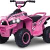 Kid Trax Pink 12V ATV Ride On Toys - Quad ATV, Electric 4 Wheeler, Reverse and Forward, Kids' Electric Vehicle, Quad Car ATV w/ 2 Speed, Led Headlights, 4 Wheeler, Max Weight 77 lb, Ages 3-8