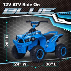 Kid Trax 12V Electric ATV - Boys and Girls Ride On Toys, Indoor/Outdoor Quad Four Wheelers, ATV Ride On, Kids' Electric Vehicle, ATV Car Vehicle w/Led Headlight, Max Weight 77 lb, Ages 3-8, Blue