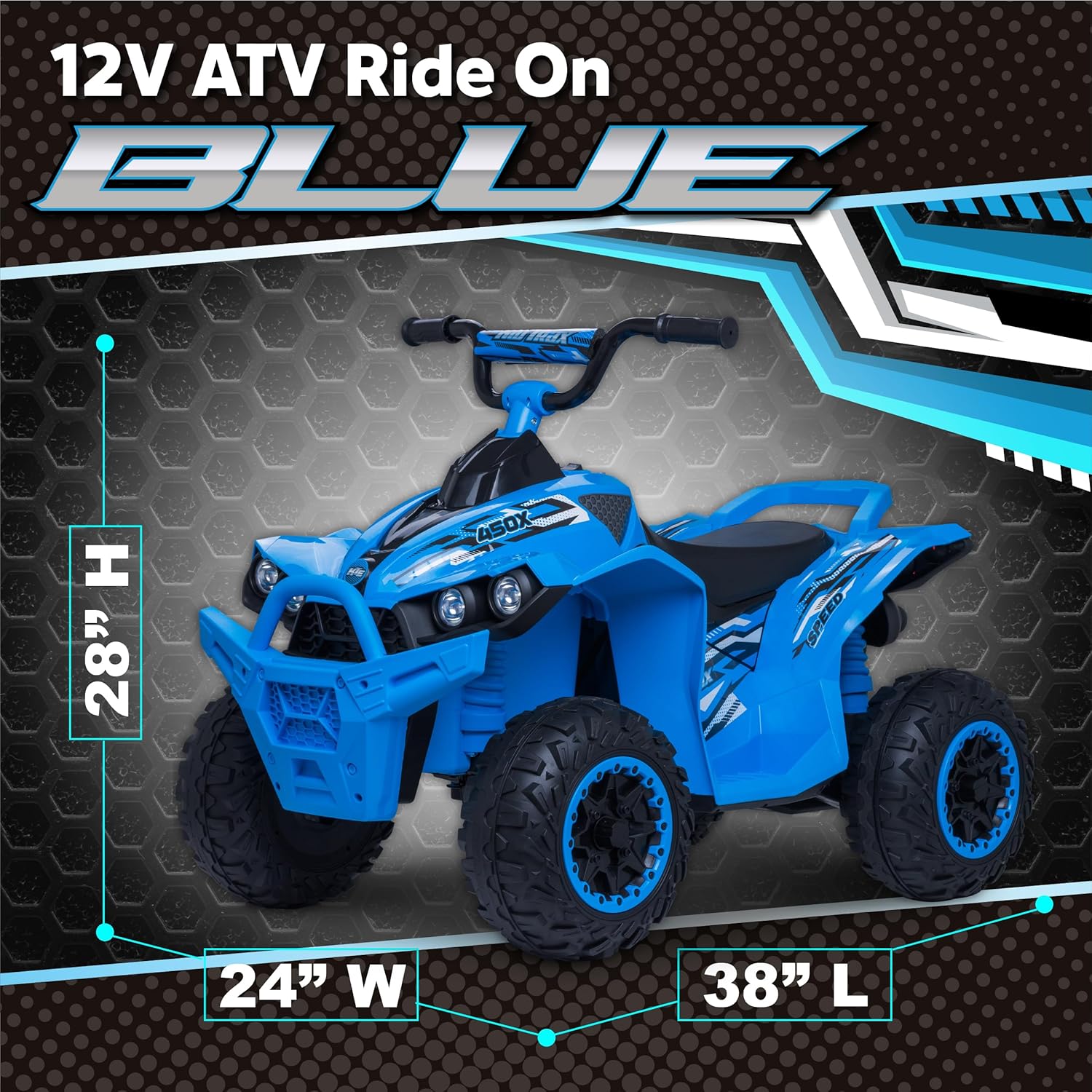 Kid Trax 12V Electric ATV - Boys and Girls Ride On Toys, Indoor/Outdoor Quad Four Wheelers, ATV Ride On, Kids' Electric Vehicle, ATV Car Vehicle w/Led Headlight, Max Weight 77 lb, Ages 3-8, Blue