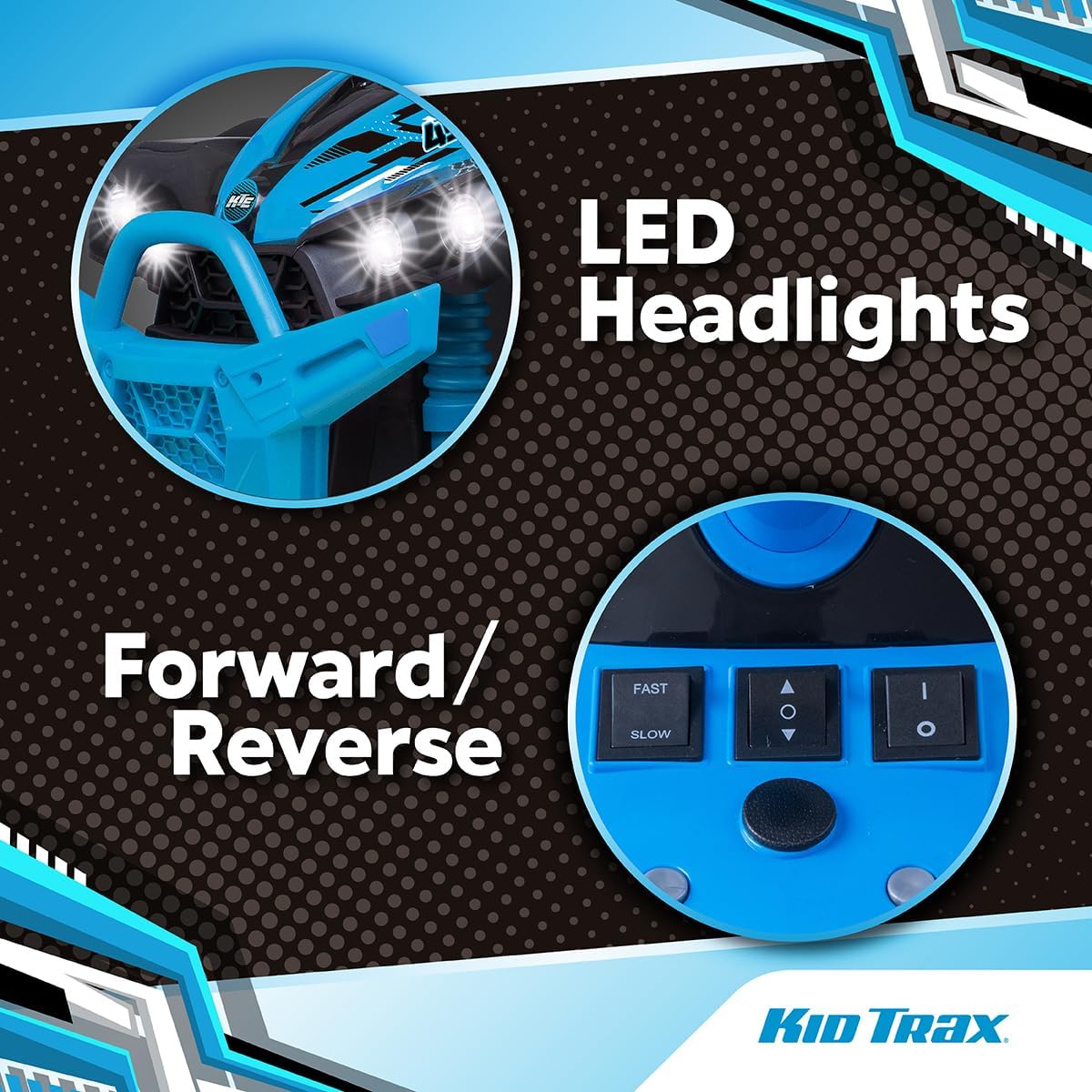 Kid Trax 12V Electric ATV - Boys and Girls Ride On Toys, Indoor/Outdoor Quad Four Wheelers, ATV Ride On, Kids' Electric Vehicle, ATV Car Vehicle w/Led Headlight, Max Weight 77 lb, Ages 3-8, Blue