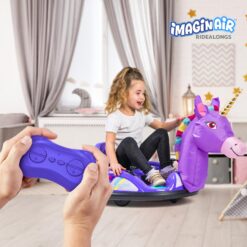 ImaginAir 6V Unicorn Toys Bumper Car - Kids Electric Car, Ride On Toddler Toy, Toddler Boys, w/Music, Parent Remote Control, LED Light, 360° Spin, 1 MPH, Auto-inflated, Max Weight of 66lbs, Age 1.5-4