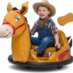 ImaginAir 6V Horse Toys Toddler Bumper Car - Toddler Toy, Kids Electric Car, Ride On Toy, w/Music, Parent Remote Control, LED Lights, 360° Spin, Auto-inflated, 1 MPH, Max Weight of 66lbs, Age 1.5-4