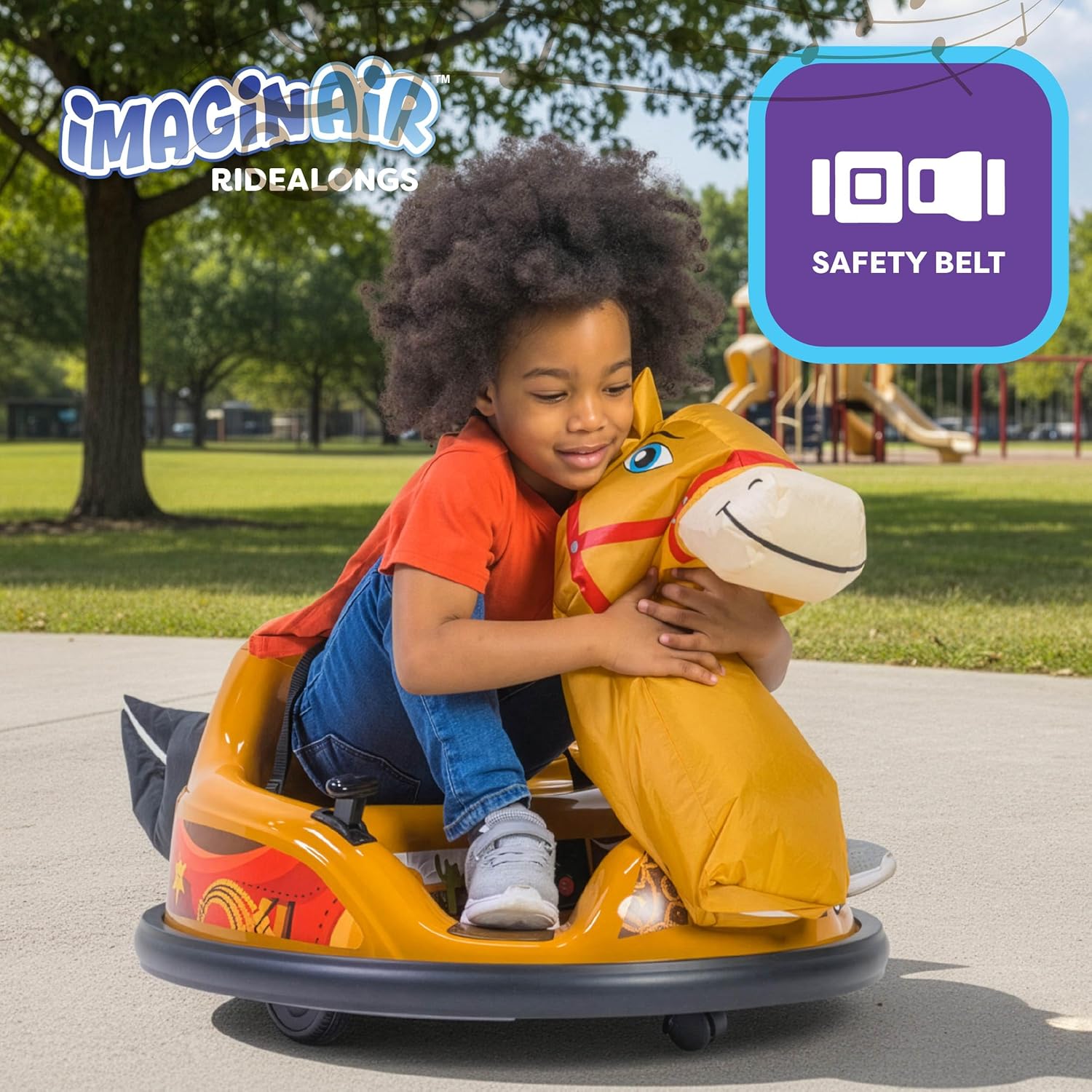 ImaginAir 6V Horse Toys Toddler Bumper Car - Toddler Toy, Kids Electric Car, Ride On Toy, w/Music, Parent Remote Control, LED Lights, 360° Spin, Auto-inflated, 1 MPH, Max Weight of 66lbs, Age 1.5-4