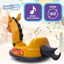 ImaginAir 6V Horse Toys Toddler Bumper Car - Toddler Toy, Kids Electric Car, Ride On Toy, w/Music, Parent Remote Control, LED Lights, 360° Spin, Auto-inflated, 1 MPH, Max Weight of 66lbs, Age 1.5-4