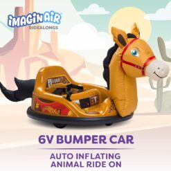 ImaginAir 6V Horse Toys Toddler Bumper Car - Toddler Toy, Kids Electric Car, Ride On Toy, w/Music, Parent Remote Control, LED Lights, 360° Spin, Auto-inflated, 1 MPH, Max Weight of 66lbs, Age 1.5-4