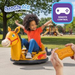 ImaginAir 6V Horse Toys Toddler Bumper Car - Toddler Toy, Kids Electric Car, Ride On Toy, w/Music, Parent Remote Control, LED Lights, 360° Spin, Auto-inflated, 1 MPH, Max Weight of 66lbs, Age 1.5-4