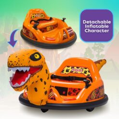 ImaginAir 6V Raptor Dinosaur Toys Bumper Car - Kids Car to Drive, Ride On Toy, Auto-Inflated, w/Music, Parent Remote Control, LED Lights, 360° Spin, 1 MPH, Max Weight of 66lbs, Age 1.5-4 Years