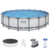 Bestway Steel Pro MAX 18 Feetx48 Inches Round Above Ground Swimming Pool with Pump and Cover