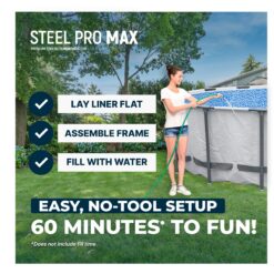 Bestway Steel Pro MAX 18 Feetx48 Inches Round Above Ground Swimming Pool with Pump and Cover