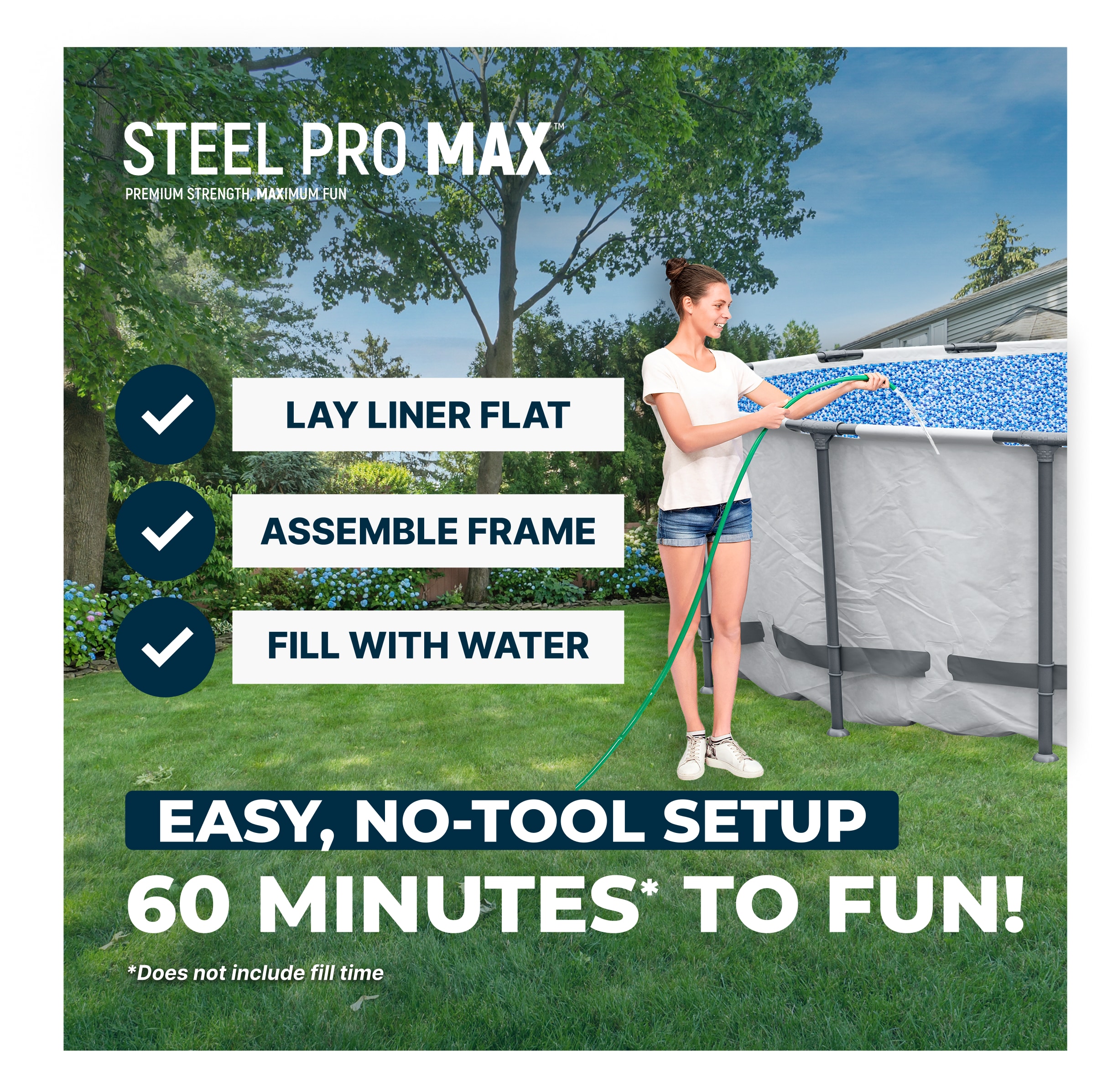 Bestway Steel Pro MAX 18 Feetx48 Inches Round Above Ground Swimming Pool with Pump and Cover