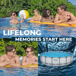 Bestway Steel Pro MAX 18 Feetx48 Inches Round Above Ground Swimming Pool with Pump and Cover