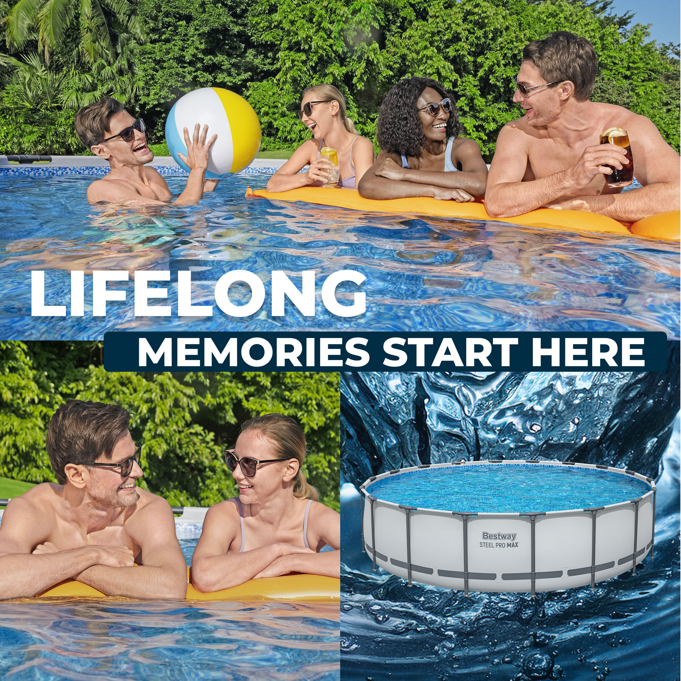 Bestway Steel Pro MAX 18 Feetx48 Inches Round Above Ground Swimming Pool with Pump and Cover