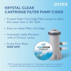 Intex 15-ft x 15-ft x 48-in Inflatable top ring Round Above-Ground Pool with Filter Pump with Ground Cloth with Pool Cover with Ladder