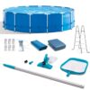 Intex 15-ft x 15-ft x 48-in Metal frame Round Above-Ground Pool with Filter Pump with Ground Cloth with Pool Cover with Ladder
