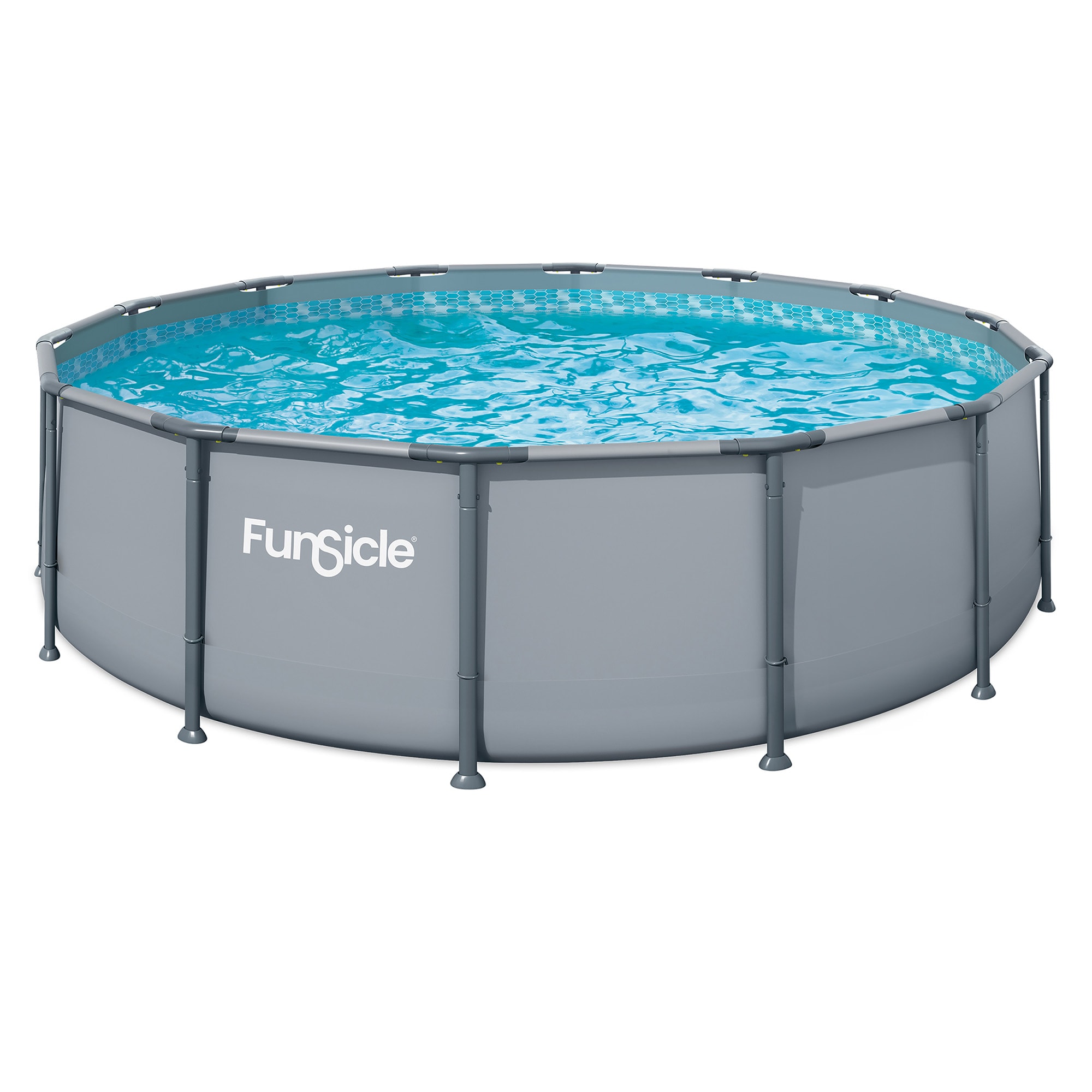 Funsicle 14 Feet x 42 Inches Oasis Round Above Ground Swimming Pool Set Cool Gray