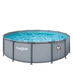 Funsicle 14 Feet x 42 Inches Oasis Round Above Ground Swimming Pool Set Cool Gray