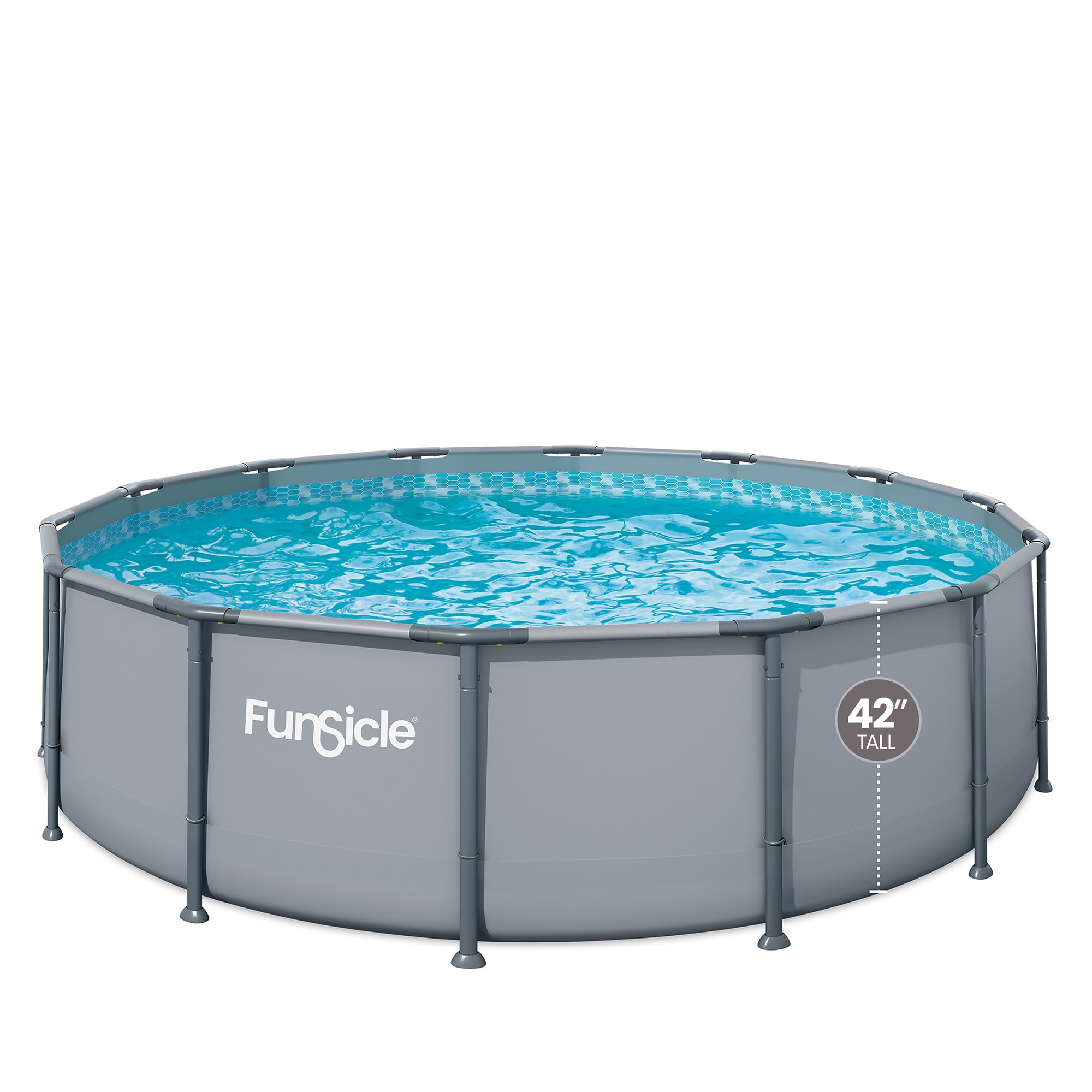 Funsicle 14 Feet x 42 Inches Oasis Round Above Ground Swimming Pool Set Cool Gray