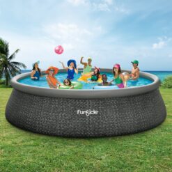 Funsicle 18 Feet x 48 Inches QuickSet Inflatable Ring Top Outdoor Above Ground Pool w/Pump