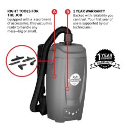 Tomahawk Power Commercial Pet Bagless Backpack Vacuum Cleaner with HEPA Filter