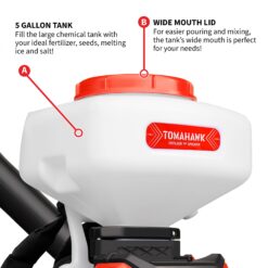Tomahawk Power Tomahawk Broadcast Spreader 5-lb Capacity Compatible with Ice Melt, Salt, Fertilizer, Seed