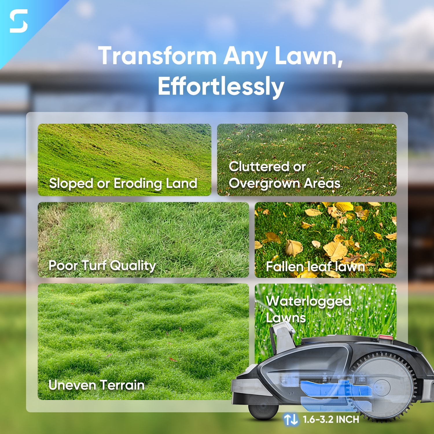 Sunseeker V3 Robotic Lawn Mower with GPS Assisted Navigation (Up to 1/8 acre)