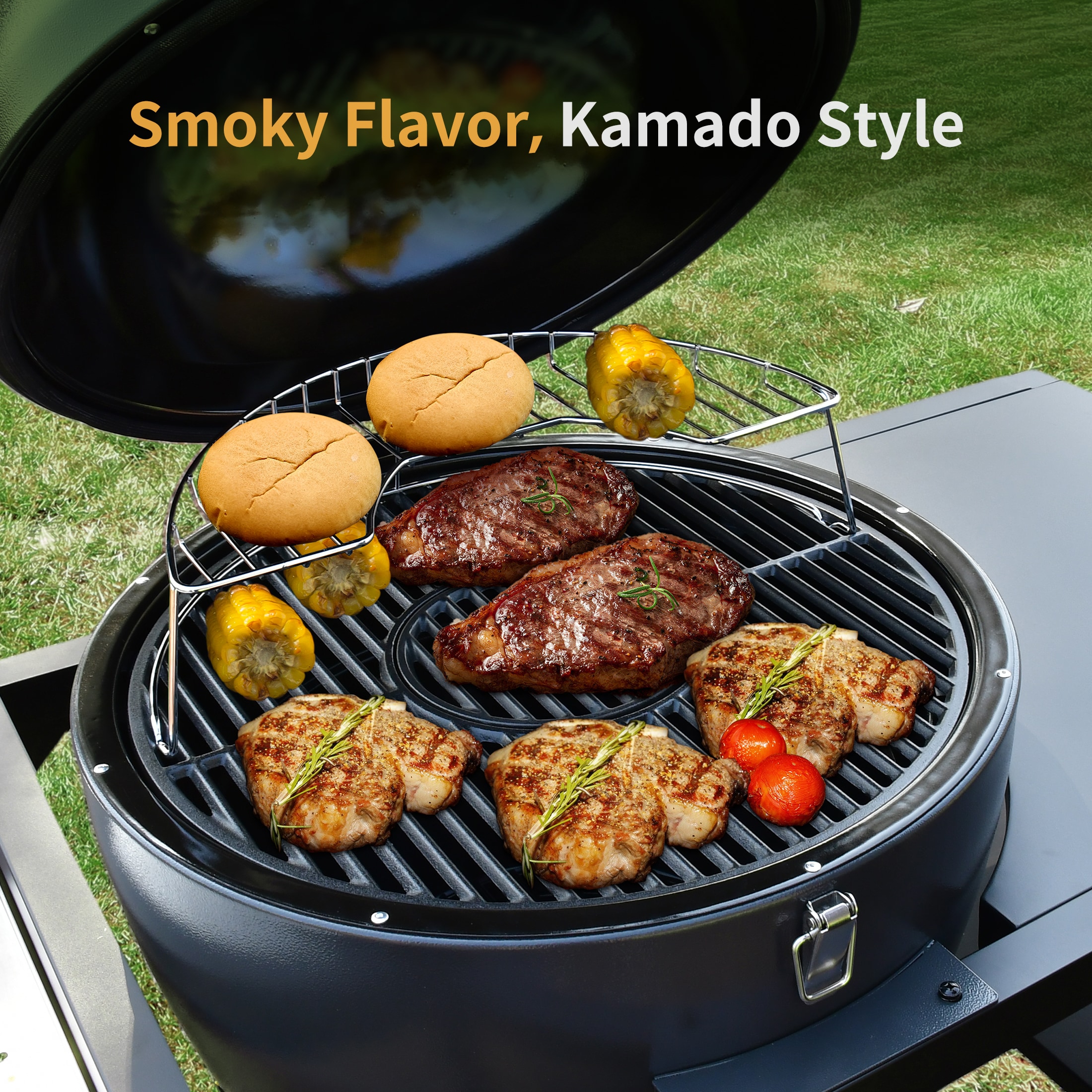 Brand-Man Grills Rodeo Elite 22-in W Black Kamado Charcoal Grill