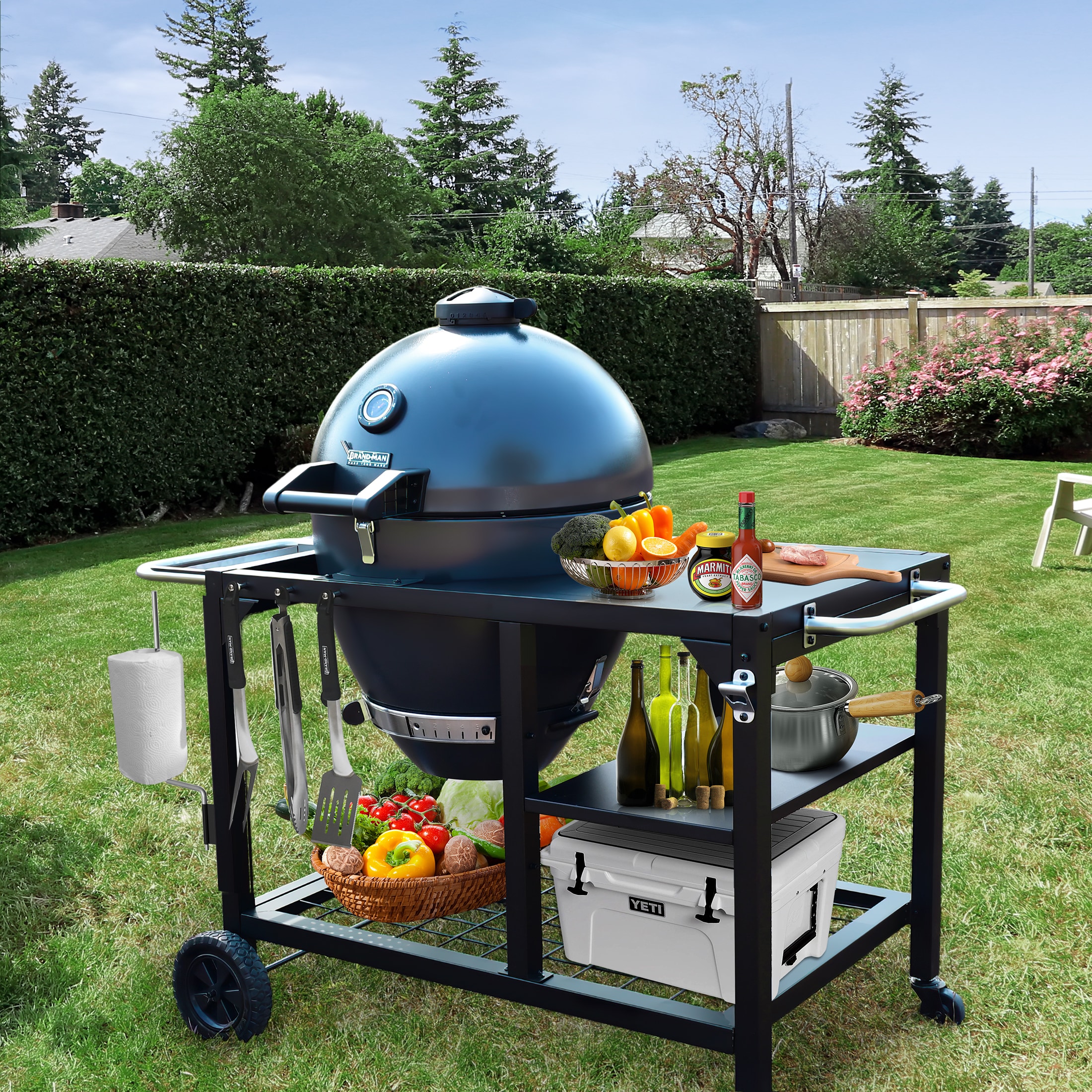 Brand-Man Grills Rodeo Elite 22-in W Black Kamado Charcoal Grill