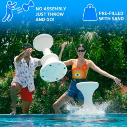 Dunn-Rite Products Made in USA Submersible Swim Up Pool Stools for Underwater Use, Bar Stool for Inside Pool and Patio Deck Seating, 24 Inch (1 Stool)