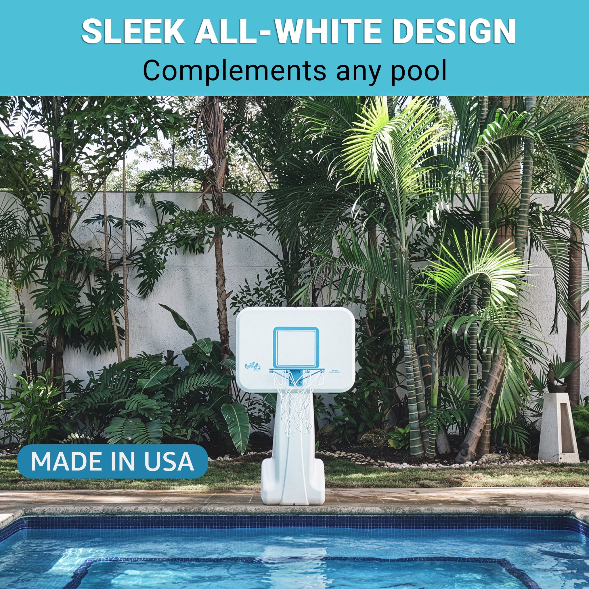 Dunn-Rite PoolSport Swimming Pool Basketball Hoop w/Ball, Base, & 13.5 Inch Stainless Steel Rim for Adults & Kids