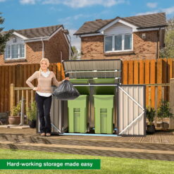 AECOJOY 46 Cu ft. Outdoor Trash Can Storage Shed Waterproof Horizontal Storage Cabinet in Dark Gray