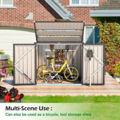 AECOJOY 46 Cu ft. Outdoor Trash Can Storage Shed Waterproof Horizontal Storage Cabinet in Brown&nbsp;