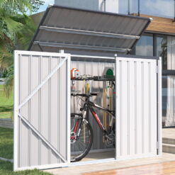 AECOJOY 46 Cu ft. Outdoor Trash Can Storage Shed Waterproof Horizontal Storage Cabinet in White&nbsp;