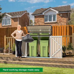 AECOJOY 46 Cu ft. Outdoor Trash Can Storage Shed Waterproof Horizontal Storage Cabinet in White&nbsp;