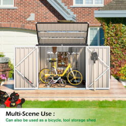 AECOJOY 46 Cu ft. Outdoor Trash Can Storage Shed Waterproof Horizontal Storage Cabinet in White&nbsp;