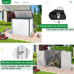 AECOJOY 46 Cu ft. Outdoor Trash Can Storage Shed Waterproof Horizontal Storage Cabinet in White&nbsp;