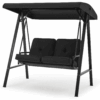 Aecojoy Metal Porch Swing with Canopy, Black