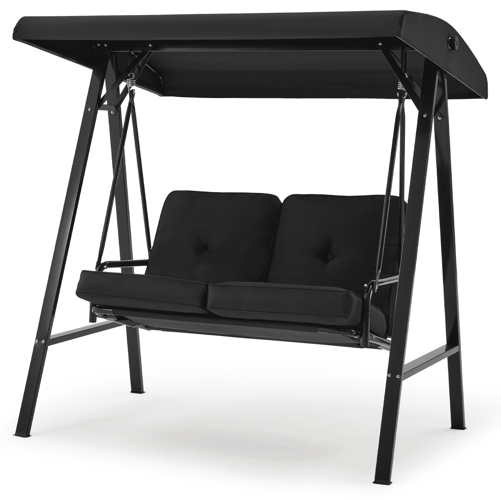 Aecojoy Metal Porch Swing with Canopy, Black