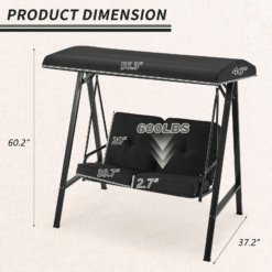 Aecojoy Metal Porch Swing with Canopy, Black