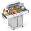COWSAR Stainless Steel with light 4 -Burner Liquid Propane Gas Grill 1 -Side Burner