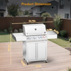 COWSAR Stainless Steel with light 4 -Burner Liquid Propane Gas Grill 1 -Side Burner