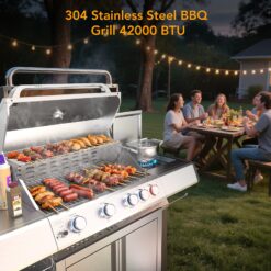 COWSAR Stainless Steel with light 4 -Burner Liquid Propane Gas Grill 1 -Side Burner