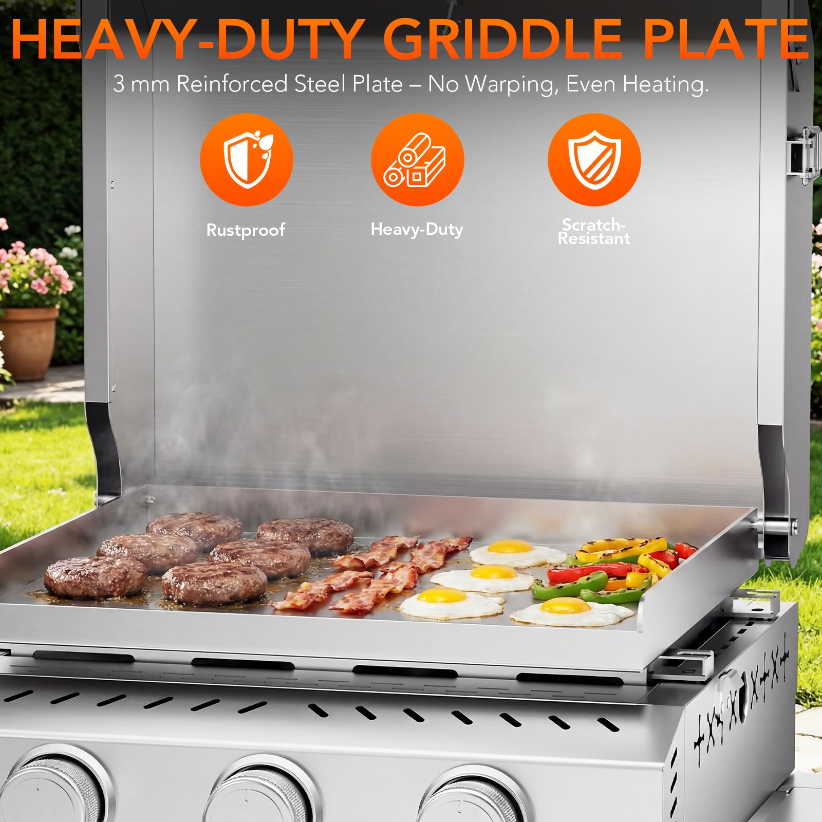COWSAR Stainless steel Griddle 3 -Burner Liquid Propane Gas Grill