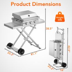 COWSAR Stainless steel Griddle 3 -Burner Liquid Propane Gas Grill