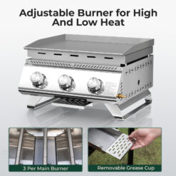 COWSAR Stainless steel Griddle 3 -Burner Liquid Propane Gas Grill