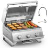 COWSAR Stainless steel Griddle with lid 3 -Burner Liquid Propane Gas Grill