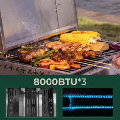 COWSAR Stainless steel Griddle with lid 3 -Burner Liquid Propane Gas Grill